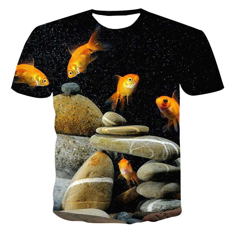 3D Color Fish Graphic T Shirts For Men Summer Fashion Casual Trend funny T-Shirts Personality harajuku Hip Hop Print T-shirt - Premium T-Shirt from Lizard Vigilante - Just $20.99! Shop now at Lizard Vigilante