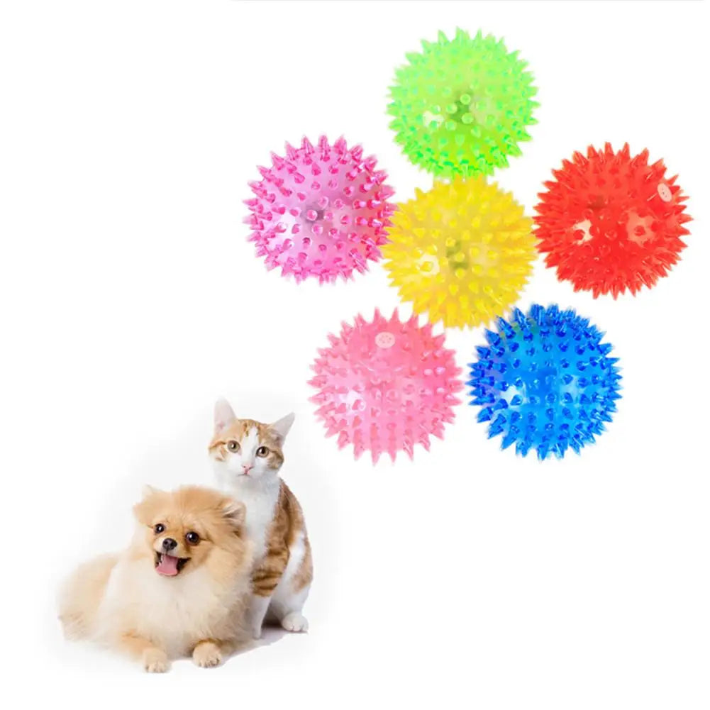 Dog Squeaky Toys Colorful Soft Rubber Luminous Pet Puppy Dog Chewing Playing Elastic Hedgehog Ball Toy Small Pet Supplies - Premium  from Lizard Vigilante - Just $15.99! Shop now at Lizard Vigilante