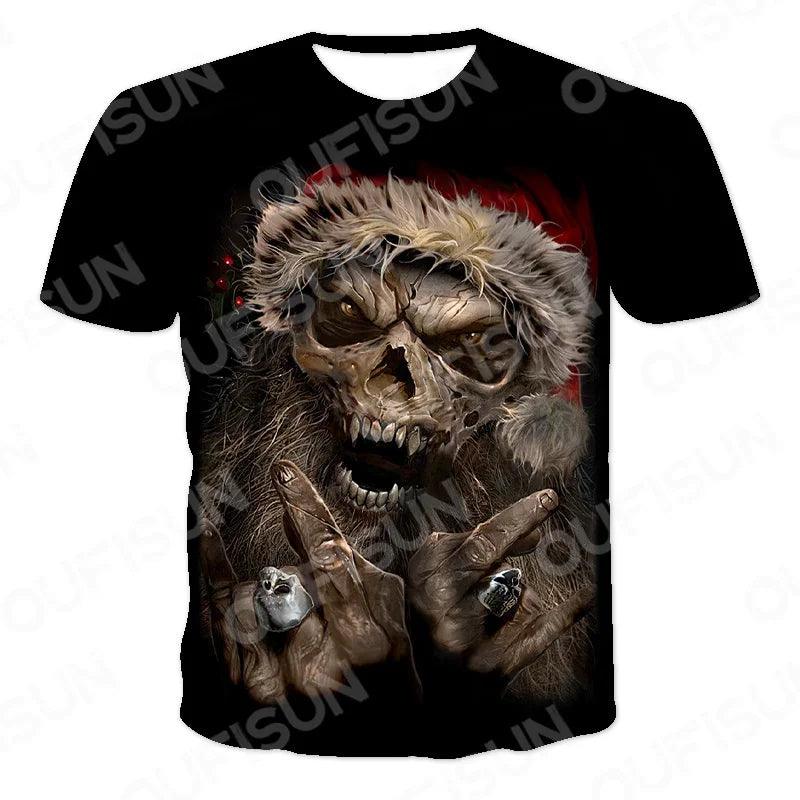 Motorcycle Skulls Graphics Men's T-shirts Motor FFDP Streetwear Loose Short Sleeve Tops Punk Heavy Metal Tee Shirts Men Clothing 6XL - Lizard Vigilante