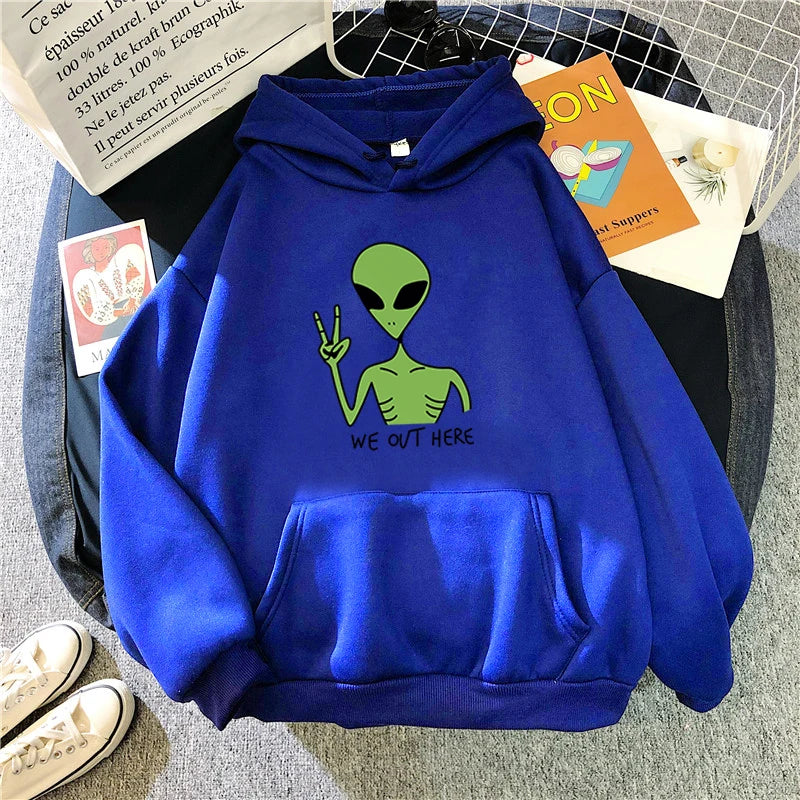 New Green Alien Sweatshirts Cute Cartoon Streetwear Women Hoodie Girls Winter Fashion Funny TopsPullover Loose - Premium hoodie from Lizard Vigilante - Just $32.99! Shop now at Lizard Vigilante