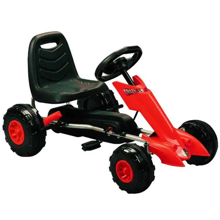 The Lizard Vigilante Little Racer X4” Kids 4-Wheel Pedal Go-Kart — Metal Frame, Racing Steering Wheel & Hand Brake Fury