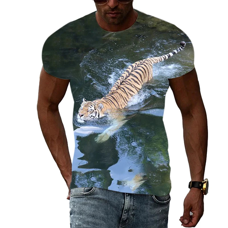 Men's Polyester Tiger Graphic T-Shirt - Premium T-shirt from Lizard Vigilante - Just $22.99! Shop now at Lizard Vigilante