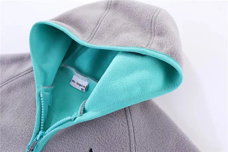 Mudkingdom Autumn Spring Girls Boys Hooded Fleece Jacket Windbreaker Zip up Reindeer Outerwear for Kids Clothes Children's Coat