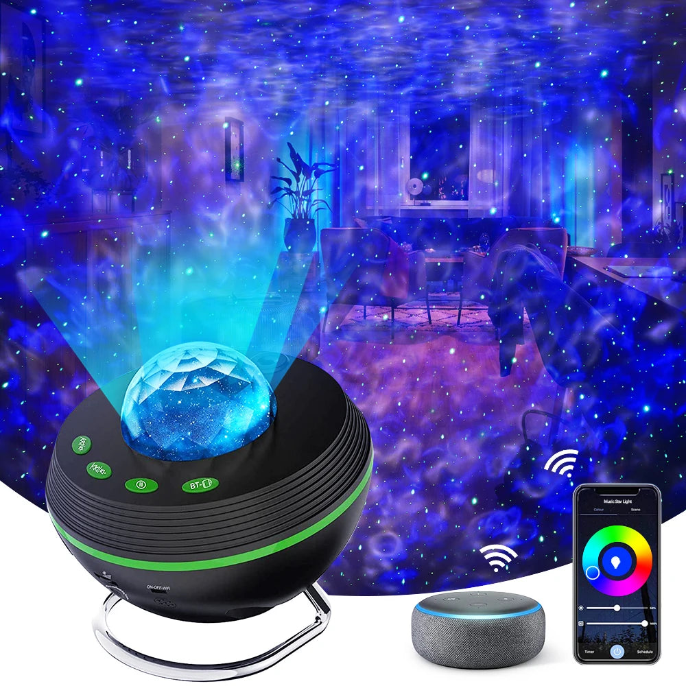 New WiFi Tuya Smart LED Star Galaxy Projector Ocean Wave Starry Sky Night Light Nebula Atmospher Lamp Blueteeth USB Music Player - Premium  from Lizard Vigilante - Just $54.99! Shop now at Lizard Vigilante