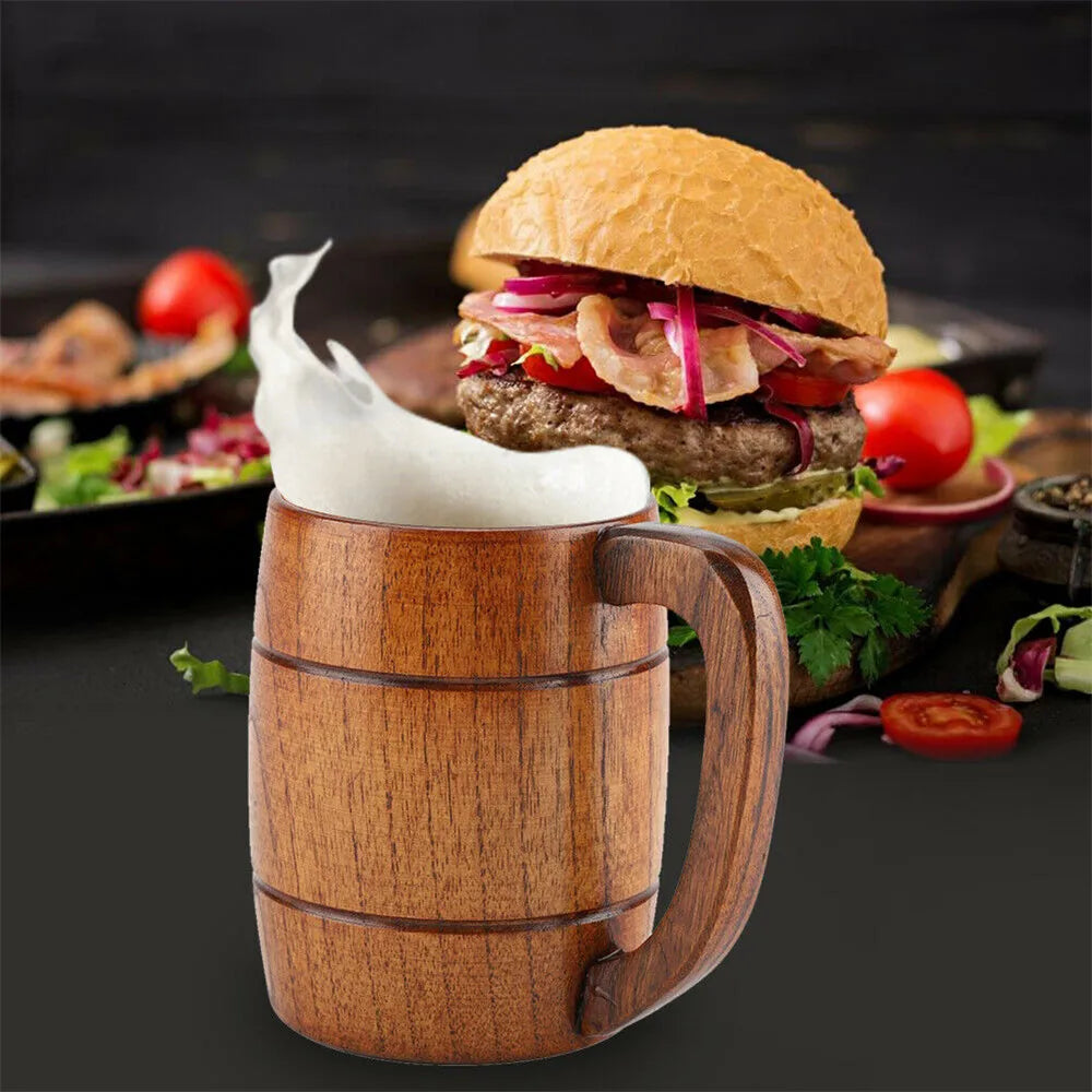 Epic Viking Wooden Beer Mug Tankard - Rustic Barrel Stein for Men & Women - Perfect for Beer, Coffee, Milk, or Tea - Drink Like a Legend! - Premium mug from Lizard Vigilante - Just $17.88! Shop now at Lizard Vigilante