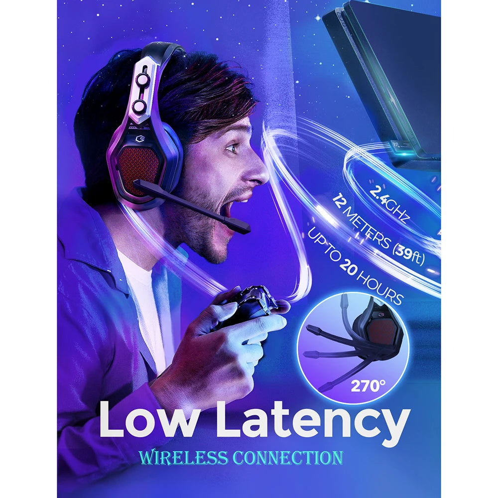 Mpow Iron Pro Wireless Gaming Headset - USB/3.5mm, Noise-Canceling Mic, 3D Surround Sound, 20-Hour Playback for PS5, PS4, PC Gamers - Premium gaming headset from Lizard Vigilante - Just $64.99! Shop now at Lizard Vigilante