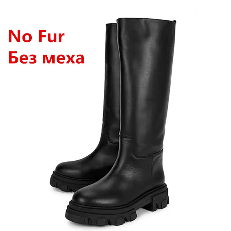 GRAVEWALKER 13: Women’s Cowhide Platform Riding Boots – Punk Leather Knee-Highs with Square Heels for Heavy Winter Impact - Premium boots from dsers - Just $252.22! Shop now at Lizard Vigilante