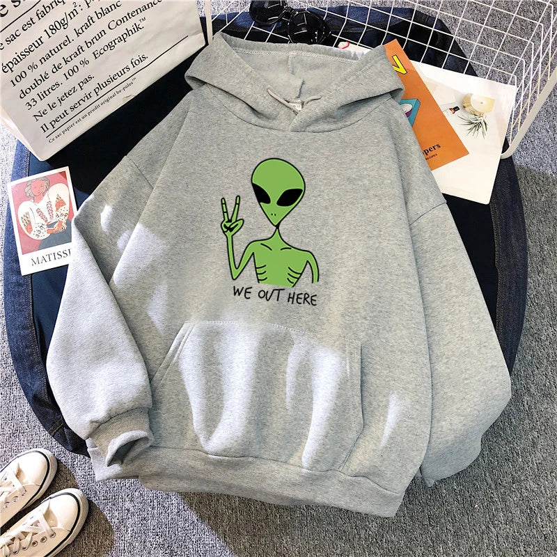 New Green Alien Sweatshirts Cute Cartoon Streetwear Women Hoodie Girls Winter Fashion Funny TopsPullover Loose - Premium hoodie from Lizard Vigilante - Just $32.99! Shop now at Lizard Vigilante