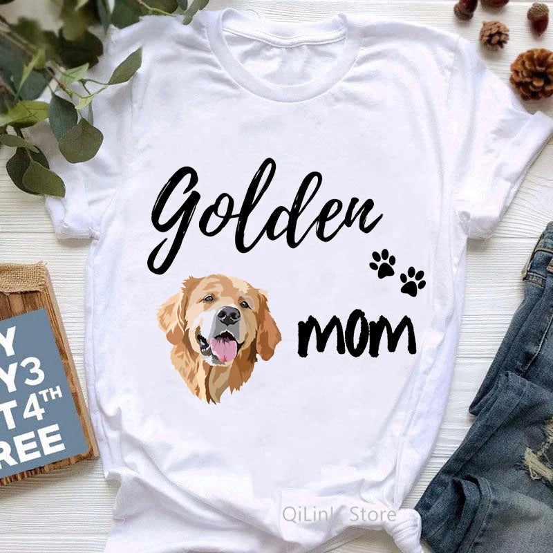 Golden Retriever Queen Dog Mom Summer Graphic Tee