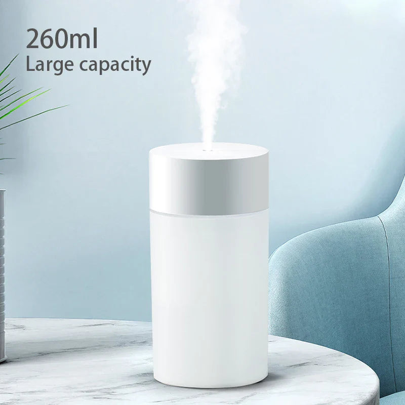260ML Mini Humidifier USB Ultrasonic Air Humidifier LED Lamp Essential Oil Diffuser Car Purifier Aroma Anion Mist Maker portable