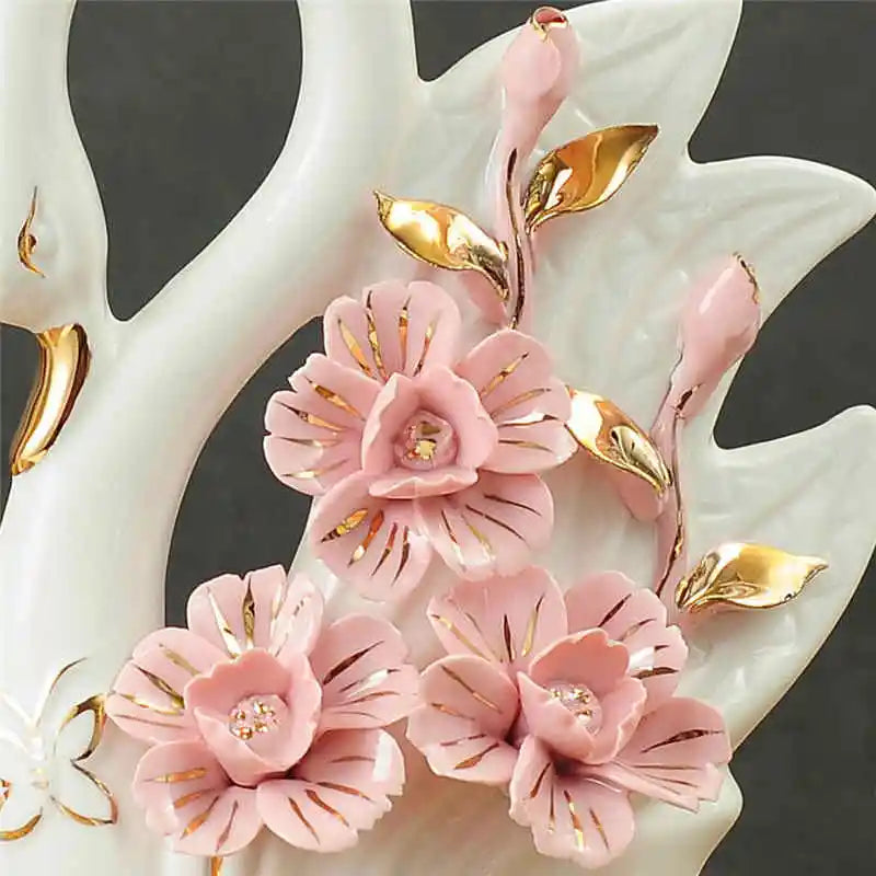 2PCS Swan Statue Pretty Creative Swan Sculpture Figurines Ceramic Crafts Art Home Decoration Accessories1 Pair Wedding Gift