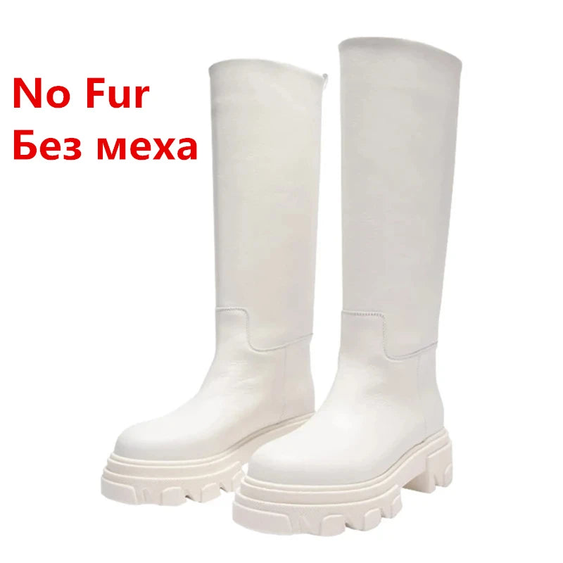 GRAVEWALKER 13: Women’s Cowhide Platform Riding Boots – Punk Leather Knee-Highs with Square Heels for Heavy Winter Impact - Premium boots from dsers - Just $252.22! Shop now at Lizard Vigilante