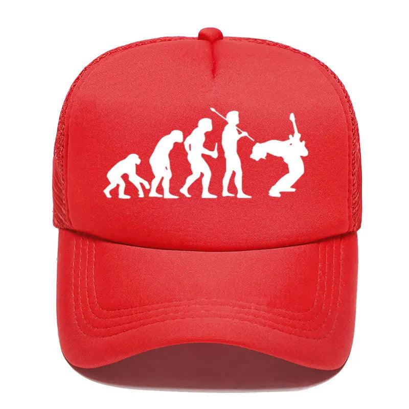 Funny Guitarist Baseball Cap Evolution Of a Music Rock Guitar Musician Band Metal Parent-child Hats Mesh Visor Outdoor Sun Hat - Lizard Vigilante