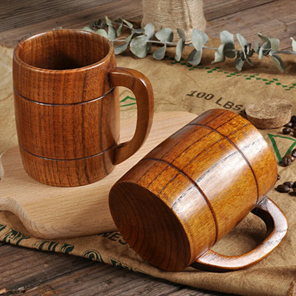 Epic Viking Wooden Beer Mug Tankard - Rustic Barrel Stein for Men & Women - Perfect for Beer, Coffee, Milk, or Tea - Drink Like a Legend! - Premium mug from Lizard Vigilante - Just $17.88! Shop now at Lizard Vigilante