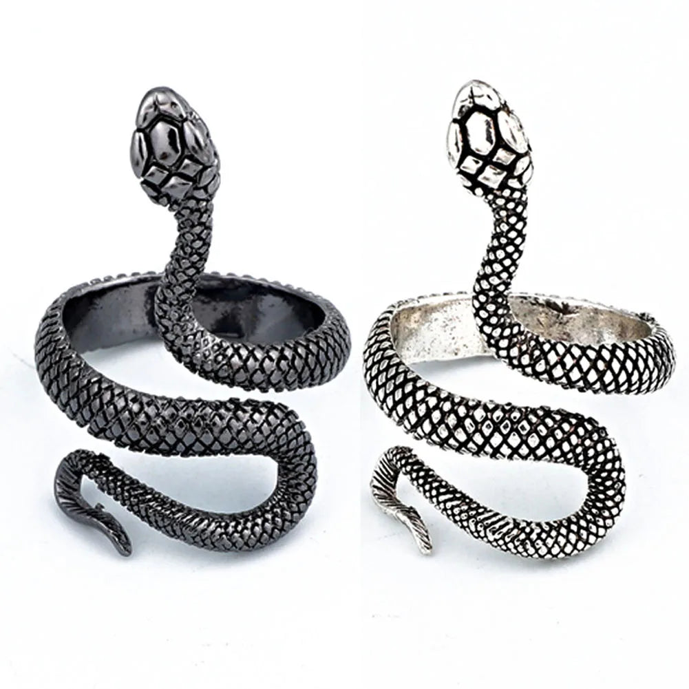 Punk Goth Snake Ring for Men & Women – Black Plated Adjustable Gothic Jewelry for Party, Wedding, and Gift - Premium ring from Lizard Vigilante - Just $17.99! Shop now at Lizard Vigilante