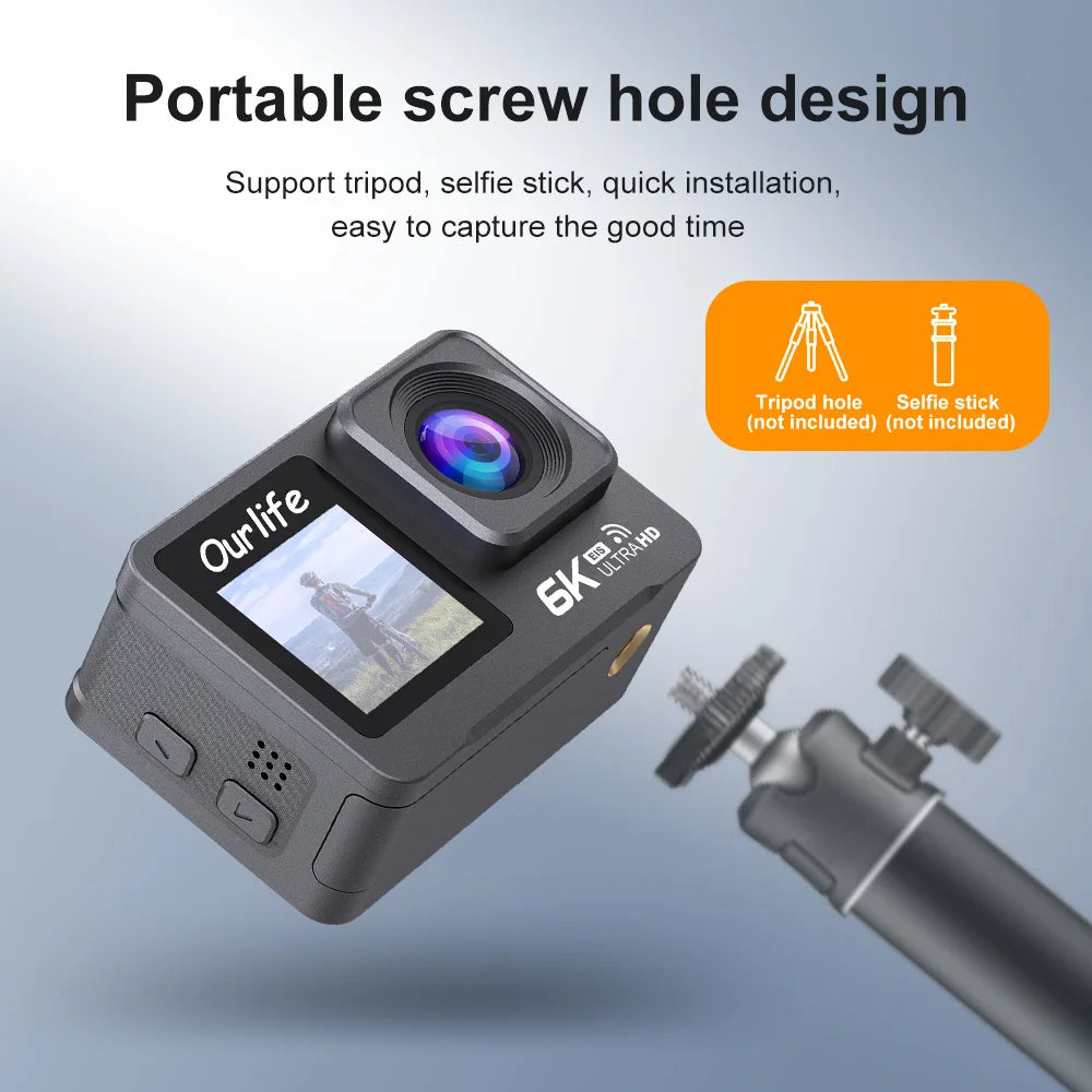 Professional Ourlife 6K 30fps 1080P 120fps sports action camera with EIS and waterproof 30 meters