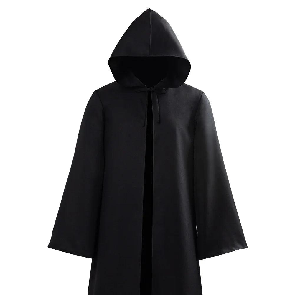 Satanic Death Cult Black Hooded Cloak Robe Greek Mythological Thanatos Cosplay Costumes Scary Witch Devil Role Play Long Black Gown Outfit - Premium robe from Lizard Vigilante - Just $22.99! Shop now at Lizard Vigilante