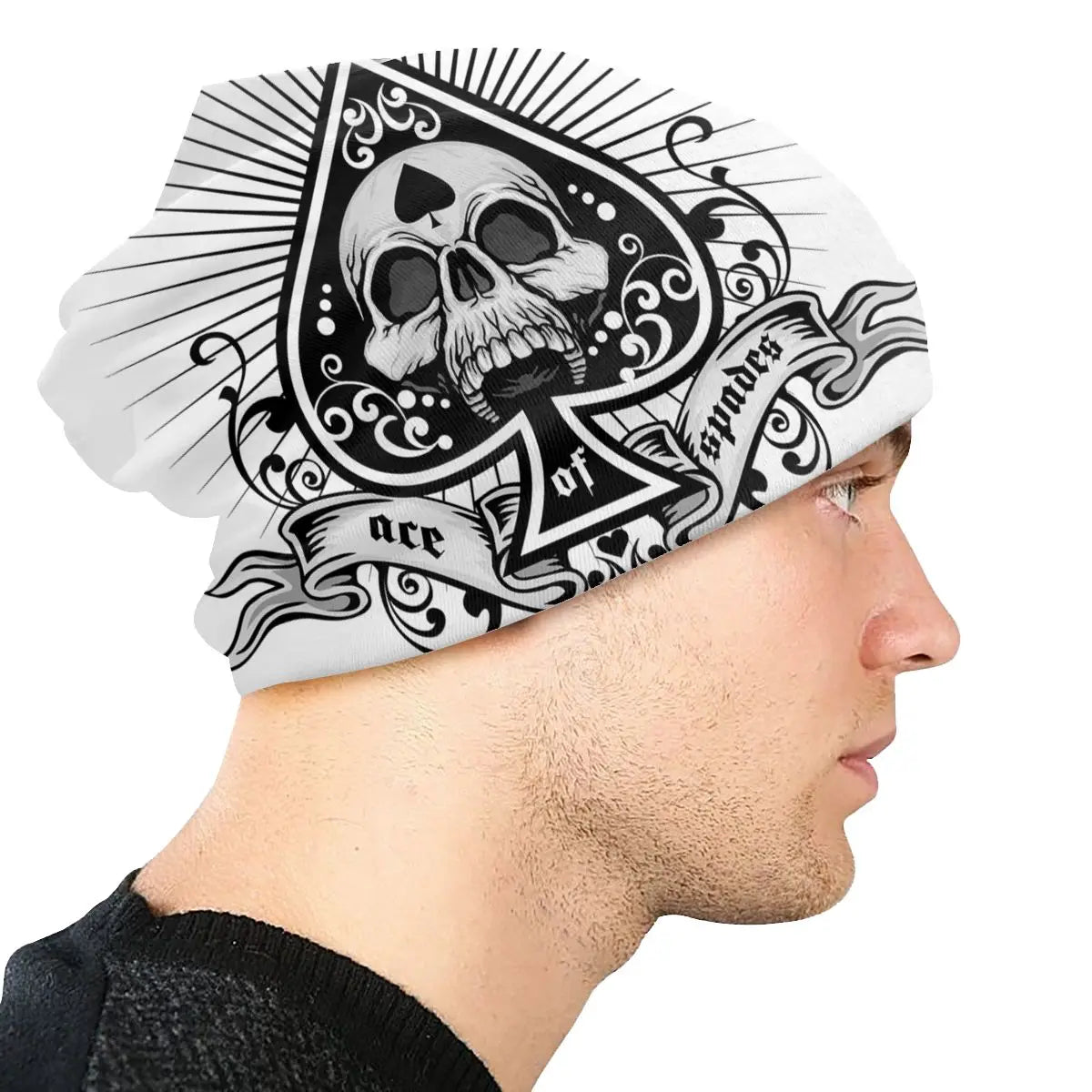 Heavy Metal Punk Rock Skullies Beanies Caps 80s The Ace Of Spades Goth Hats Unisex Autumn Winter Warm Thermal Elastic Cap - Lizard Vigilante