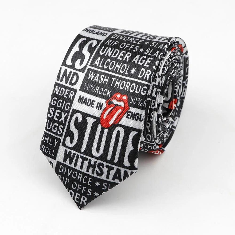 Midnight Soundcheck Skinny Tie – Color Blast Music Notes & Piano Neck Tie For Stage Misfits And Loud Offices