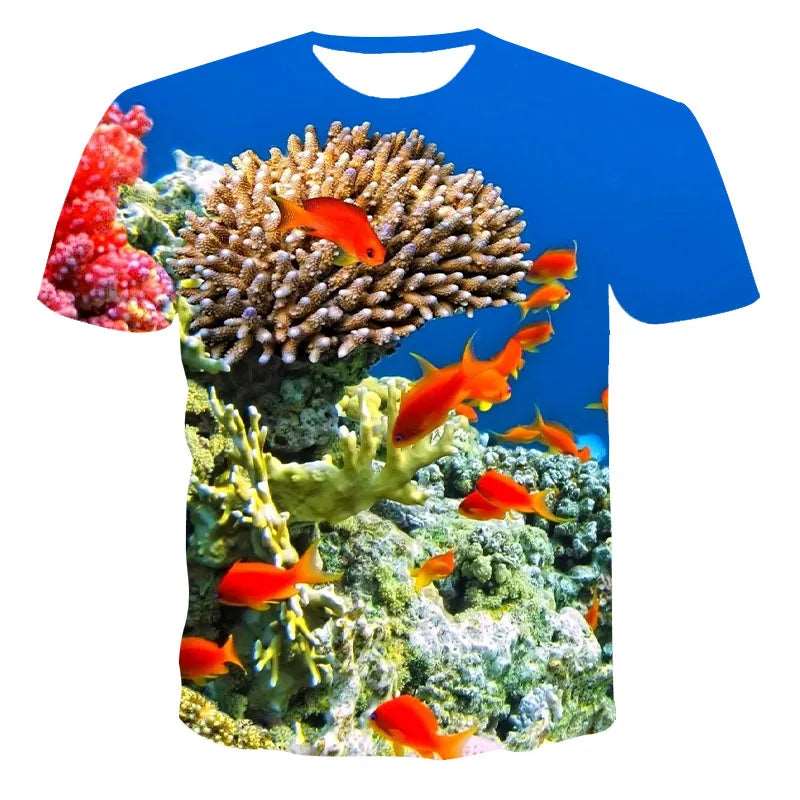 3D Color Fish Graphic T Shirts For Men Summer Fashion Casual Trend funny T-Shirts Personality harajuku Hip Hop Print T-shirt - Lizard Vigilante