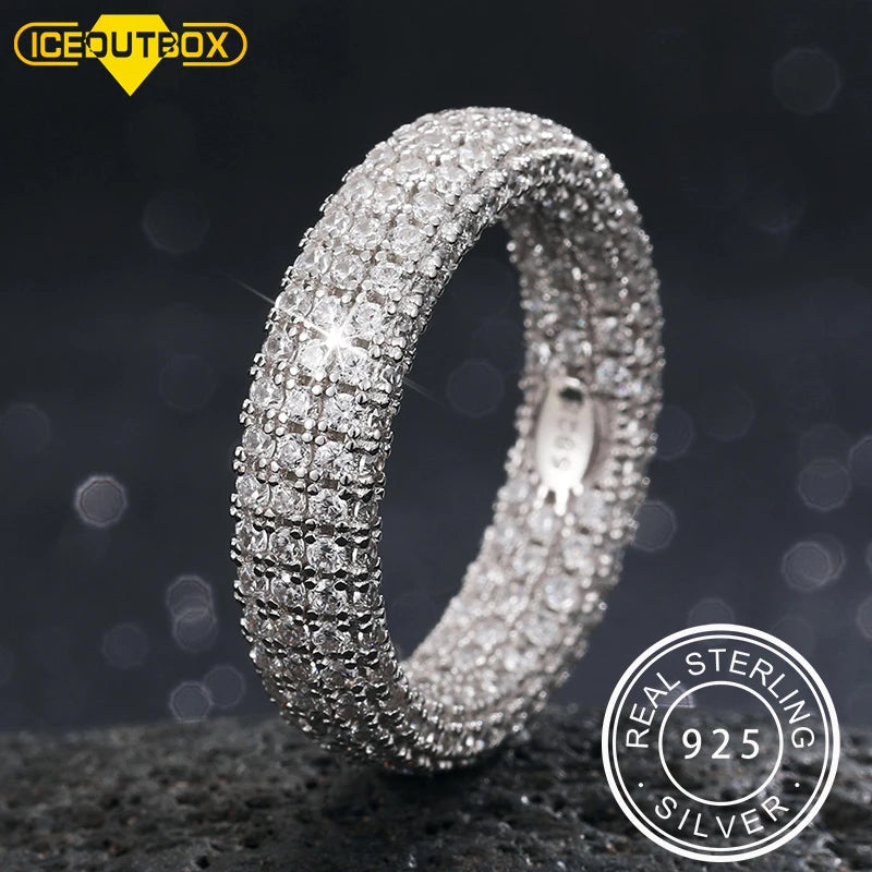 Hip Hop Real 925 Sterling Stamp Ring Luxury Full Cubic Zircon Gold Charm Jewelry Punk Male Women Finger Rings Size 7-10 Unisex - Premium  from Lizard Vigilante - Just $50.99! Shop now at Lizard Vigilante