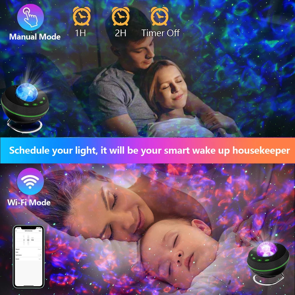 New WiFi Tuya Smart LED Star Galaxy Projector Ocean Wave Starry Sky Night Light Nebula Atmospher Lamp Blueteeth USB Music Player - Premium  from Lizard Vigilante - Just $54.99! Shop now at Lizard Vigilante