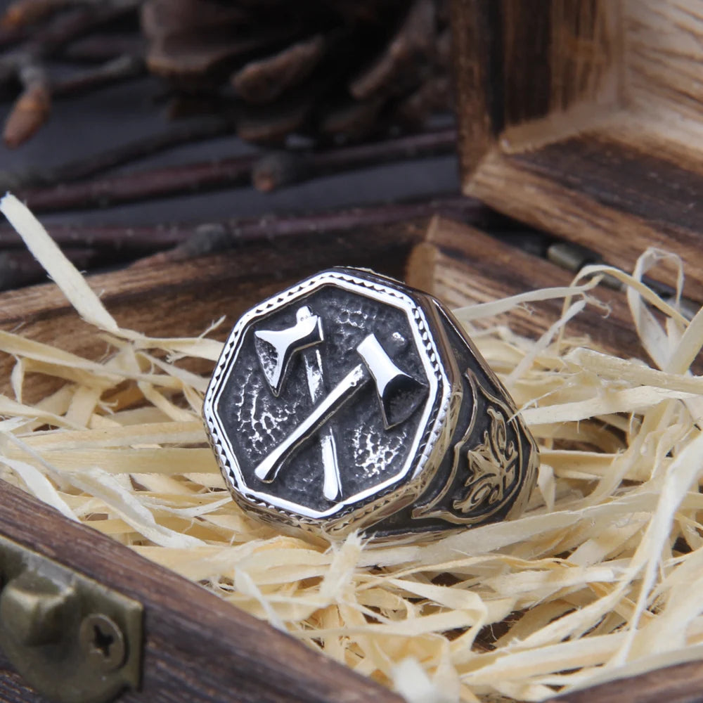 Wholesale Slavic Perun Axe Biker Ring Stainless Steel Jewelry Punk Classic Slavic Perun Motor Biker Ring For Men - Premium  from Lizard Vigilante - Just $14.99! Shop now at Lizard Vigilante