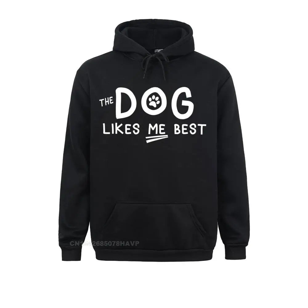 The Dog Likes Me Best Long Sleeve Hoodie Sweatshirts For Men Funny Dog Lover Long Sleeve Hoodies Brand New Autumn Hoods Design - Premium hoodie from Lizard Vigilante - Just $26.99! Shop now at Lizard Vigilante