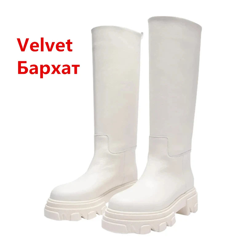 GRAVEWALKER 13: Women’s Cowhide Platform Riding Boots – Punk Leather Knee-Highs with Square Heels for Heavy Winter Impact - Premium boots from dsers - Just $252.22! Shop now at Lizard Vigilante