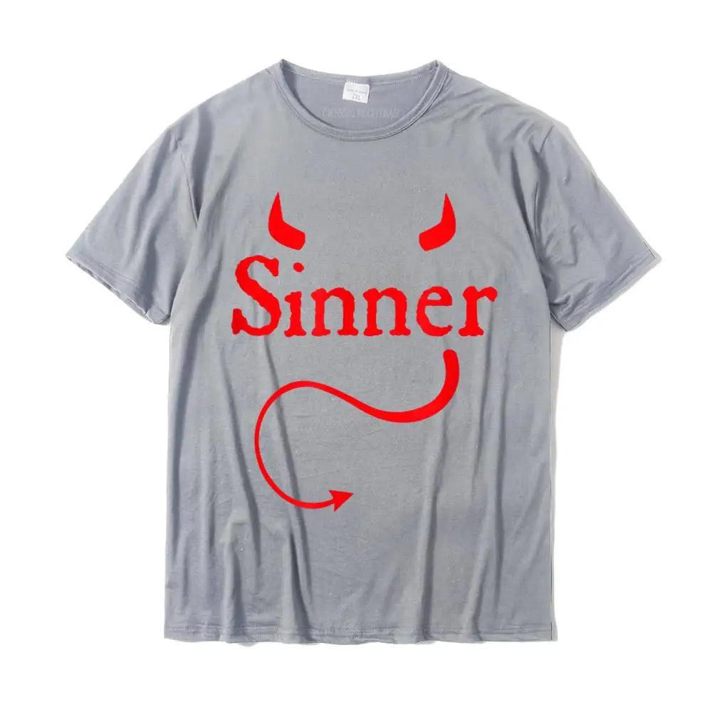 Sinner Devil Horns Tail Rock Atheist Sin Lover T-Shirt Print Tshirts New Tops T Shirt Cotton Man Personalized - Lizard Vigilante