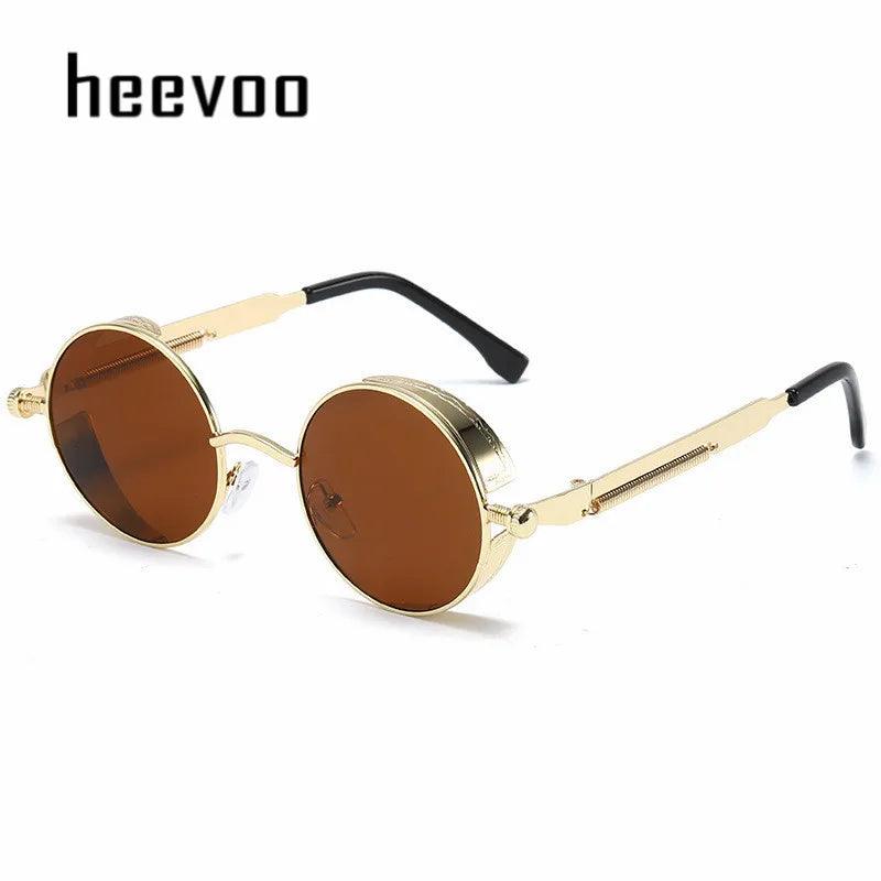 Metal Steampunk Sunglasses Men Women Fashion Round Glasses Brand Designer Vintage Sun Glasses High Quality Oculos de sol 2024 - Lizard Vigilante