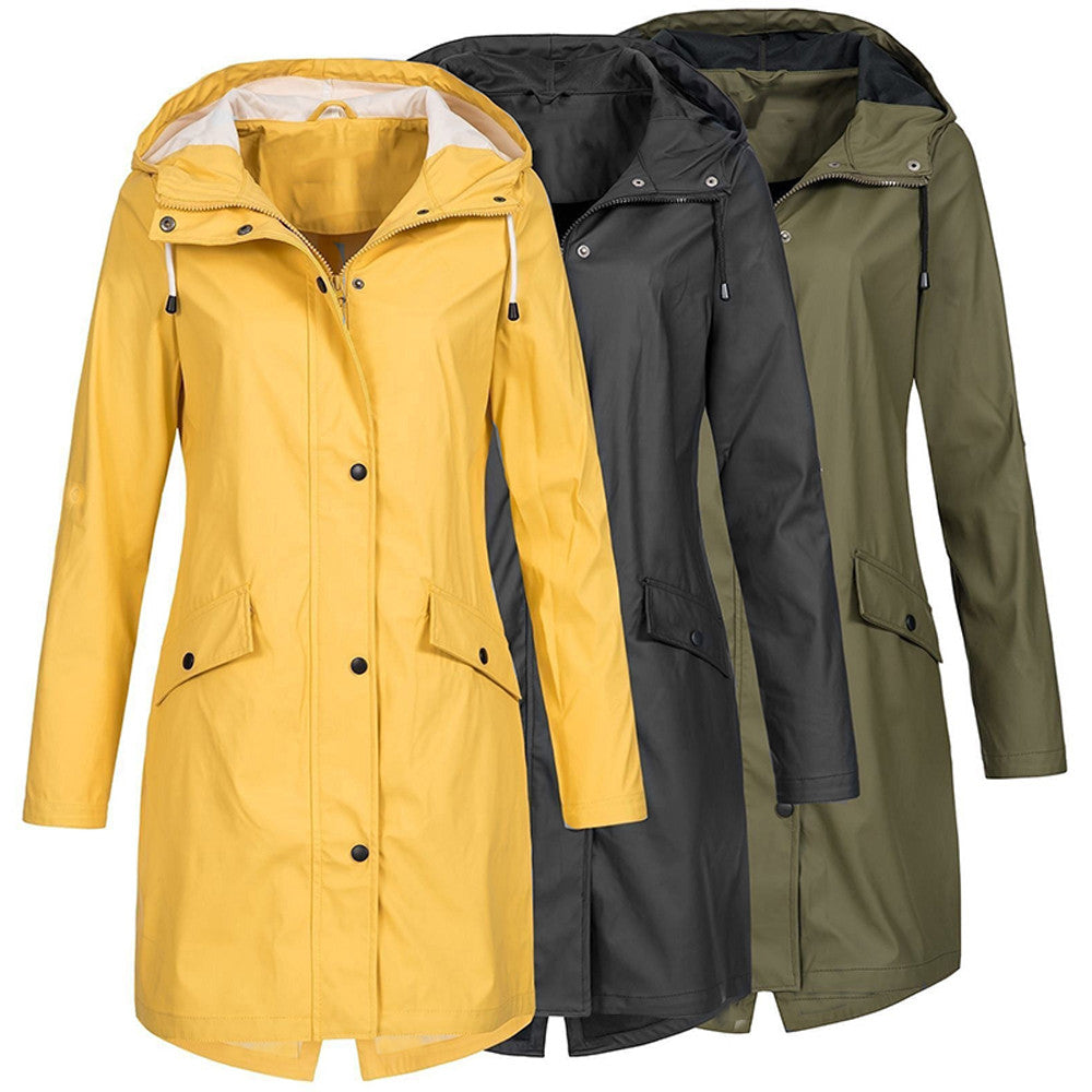 Women's Solid Rain Jacket 2021 Outdoor Hiking Hoodie Waterproof WindProof Long Coat Femme Warm Outwear Plus Size Women Clothing - Premium  from Lizard Vigilante - Just $24.99! Shop now at Lizard Vigilante