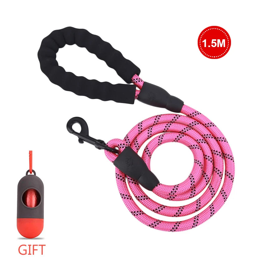 Reflective Strong Dog Leash 1.5M Long - Heavy Duty Nylon Rope Leash with Padded Handle for Comfortable Training and Walking - Premium pet leash from Lizard Vigilante - Just $18.88! Shop now at Lizard Vigilante