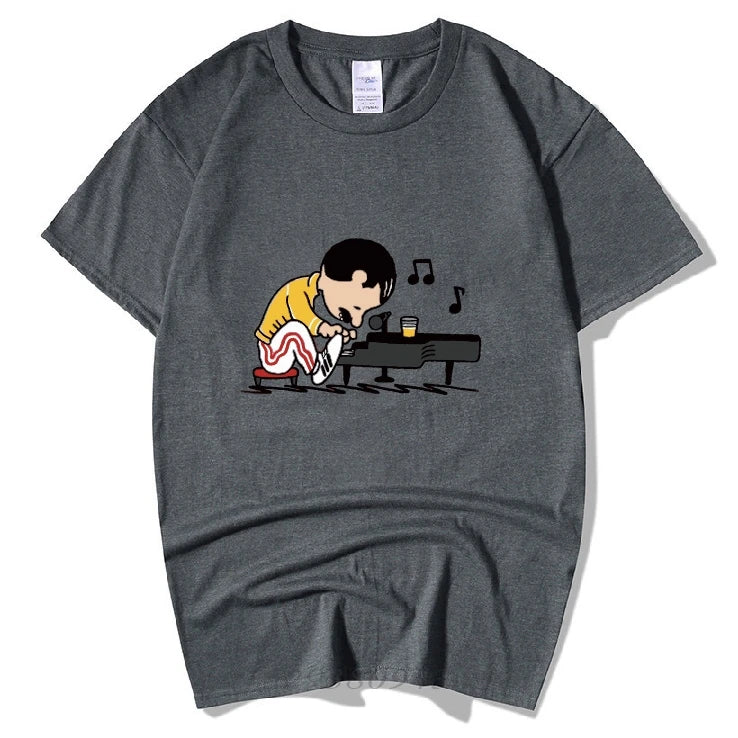 The Queen Band Freddie Mercury Play The Piano Funny T Shirt Men Male Hip Hop Rock Hipster Short Sleeve O Neck Cotton T-Shirt - Premium T-Shirt from Lizard Vigilante - Just $23.99! Shop now at Lizard Vigilante