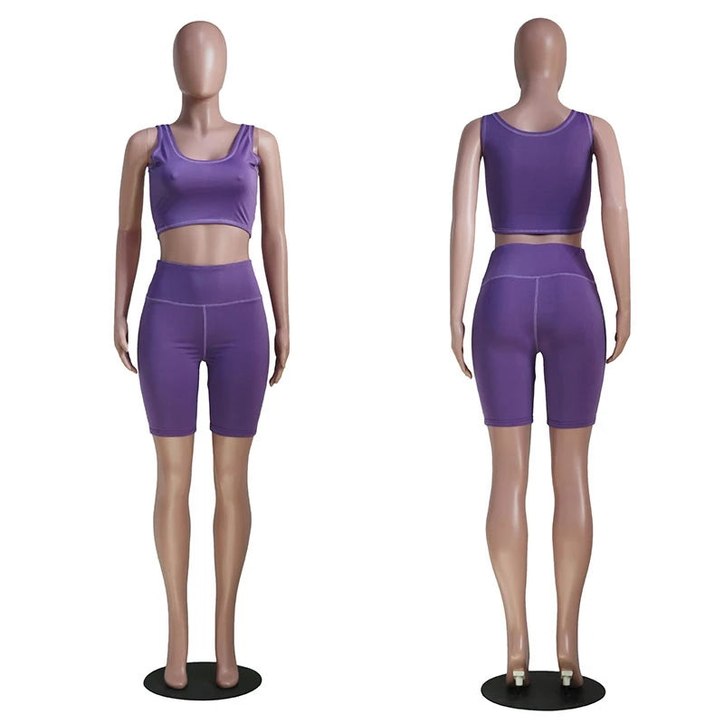 Bodycon Two-Piece Shorts Co-Ord Set for Women - Summer Sportswear Crop Top & Biker Shorts Sweat Suit, Casual Tracksuit - Premium bodycon 2-piece from dsers - Just $33.88! Shop now at Lizard Vigilante