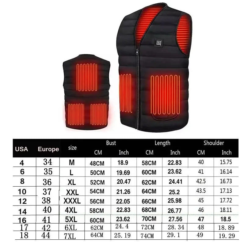 11 Area USB Heating Vest Men/Women Casual V-neck Heated Vest Smart Control Temperature Heating Jacket Cotton Coat Winter Hunting - Premium  from Lizard Vigilante - Just $35.88! Shop now at Lizard Vigilante