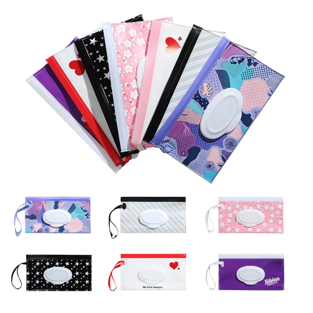NEW Portable EVA Baby Wet Wipe Holder Case Reusable Refillable Wet Wipe Bag Tissue Box Snap-Strap Cosmetic Pouch Home Storage