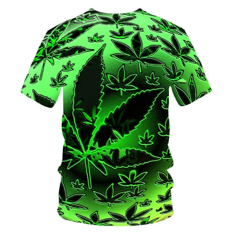 Weed Men's T-shirt Cool Fresh Green Pot Leaves Skull Full Print 3D T-shirt Loose Funny Natural XXS-6XL - Lizard Vigilante