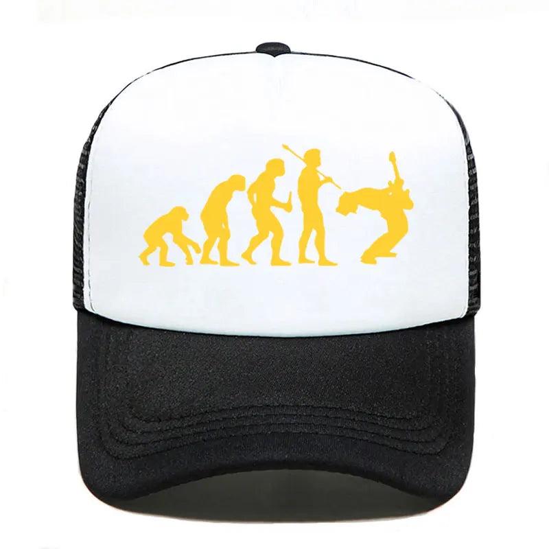 Funny Guitarist Baseball Cap Evolution Of a Music Rock Guitar Musician Band Metal Parent-child Hats Mesh Visor Outdoor Sun Hat - Lizard Vigilante