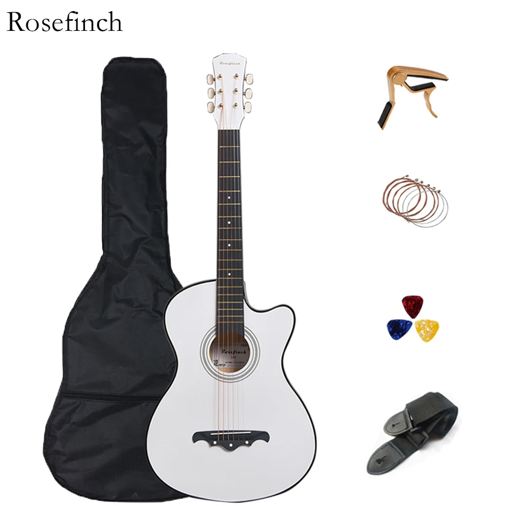 38 inch Acoustic Guitar Kit Folk Guitar for Beginners Children 6 Strings Travel Guitar Black Blue White Wood Brown Guitarr AGT16 - Premium  from Lizard Vigilante - Just $57.99! Shop now at Lizard Vigilante