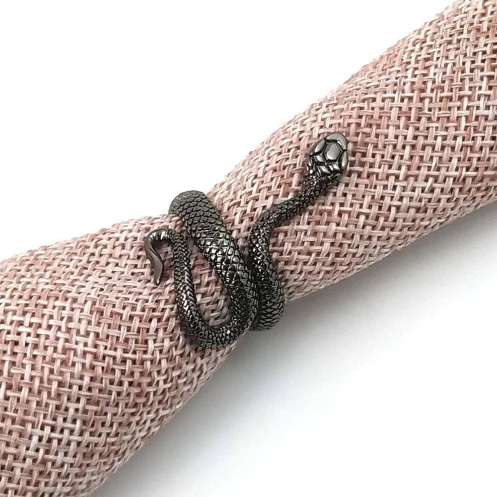 Punk Goth Snake Ring for Men & Women – Black Plated Adjustable Gothic Jewelry for Party, Wedding, and Gift - Premium ring from Lizard Vigilante - Just $17.99! Shop now at Lizard Vigilante