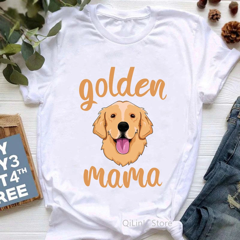 Golden Retriever Queen Dog Mom Summer Graphic Tee