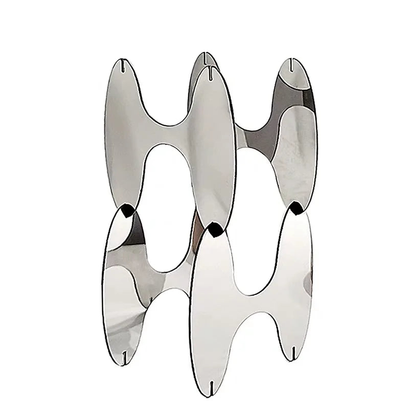 Medieval Style Mirror Combination Metal Sculpture Geometric Acrylic Art Installation Home Decoration Creative Ornaments