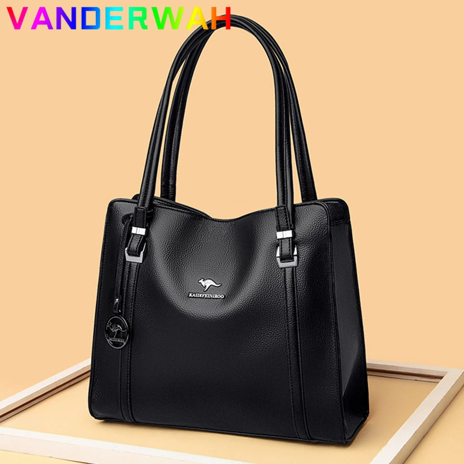 Genuine Soft Leather Handbags for Women Vintage Shoulder Tote Bag Luxury Designer Ladies Large Capacity Purse Bags Sac A Main - Premium handbag from Lizard Vigilante - Just $45.88! Shop now at Lizard Vigilante