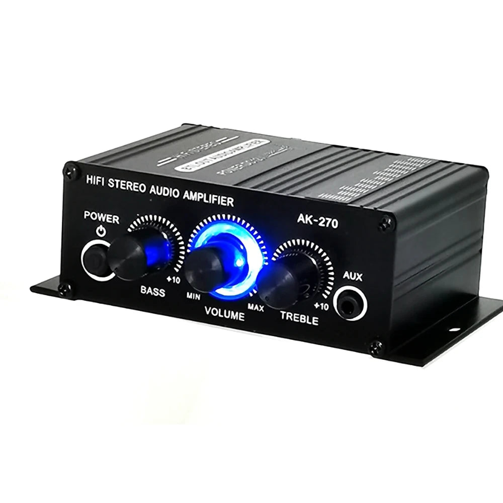 AK170 Mini Digital Power Audio Car Amplifier Blue Light Stereo Audio Amplifier for Home Theater Club Party Music 200W x2 - Premium  from Lizard Vigilante - Just $24.99! Shop now at Lizard Vigilante