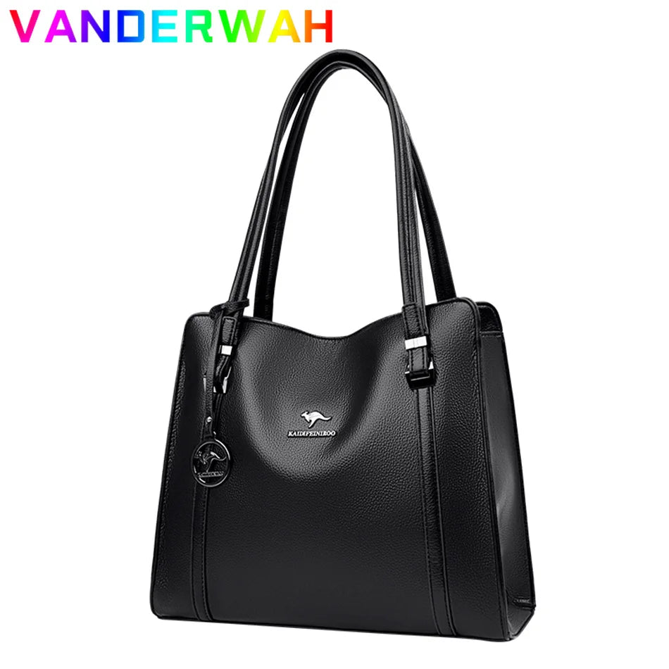 Genuine Soft Leather Handbags for Women Vintage Shoulder Tote Bag Luxury Designer Ladies Large Capacity Purse Bags Sac A Main - Premium handbag from Lizard Vigilante - Just $45.88! Shop now at Lizard Vigilante