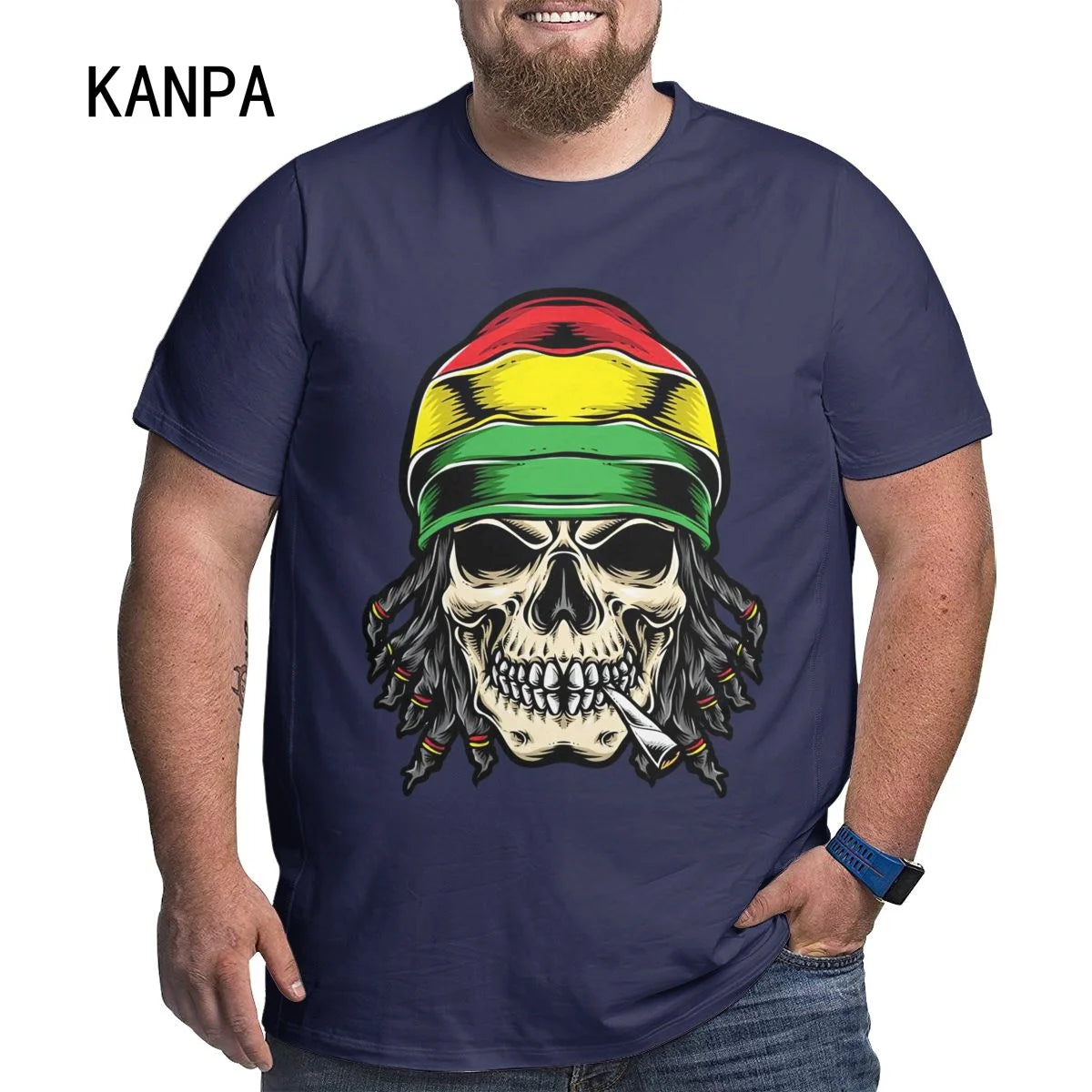 Skull Printed T Shirt For Men Casual Rasta Mon Oversized Blunt Joint Doobie Toker Short Sleeve Clothes Streetwear Hip Hop 3D Printing Top Tees - Lizard Vigilante