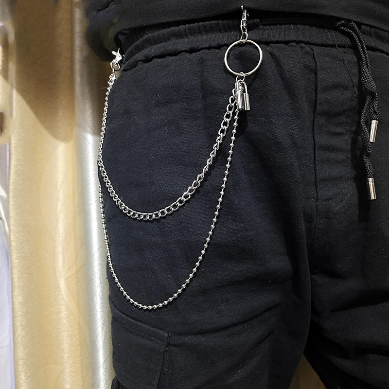 Punk Street Keychain Chain – Unisex Moon Star Rivets Skull Belt Accessory - Premium keychain from Lizard Vigilante - Just $19.88! Shop now at Lizard Vigilante