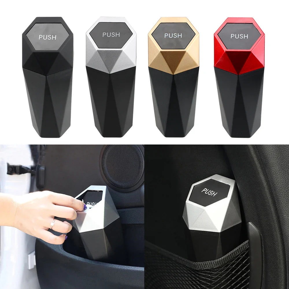 YOSOLO Mini Garbage Bin Trash Bin Car Trash Can for Car Home Bedroom Office Portable Car Dustbin with Lid Interior Accessories