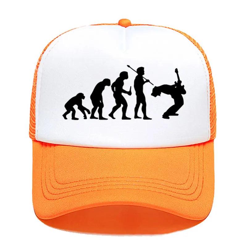 Funny Guitarist Baseball Cap Evolution Of a Music Rock Guitar Musician Band Metal Parent-child Hats Mesh Visor Outdoor Sun Hat - Lizard Vigilante